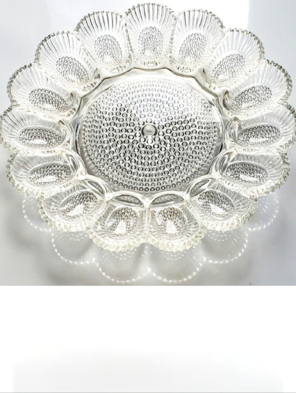 Vntg 11 1/4" 🥚🐣"Hobnail Clear" Deviled Egg Dish by Indiana Glass Made in 🇺🇸 - Picture 8 of 14
